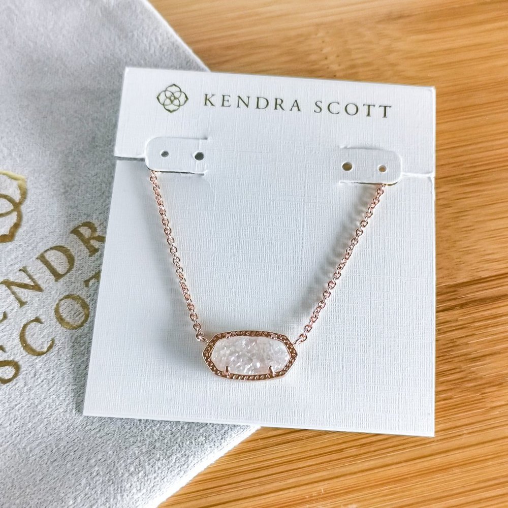 Iridescent Drusy Elisa Necklace in Rose Gold